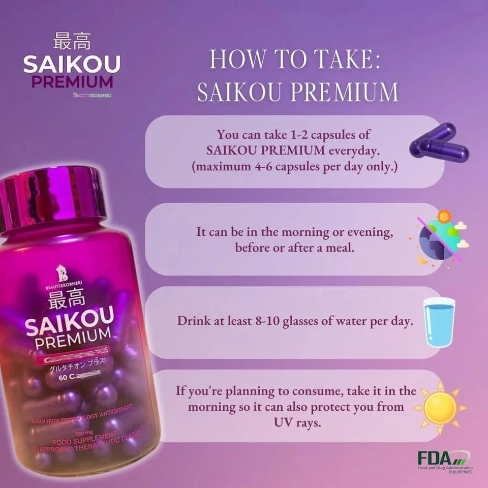 SAIKOU Premium Glutathione Plus 60 Capsules