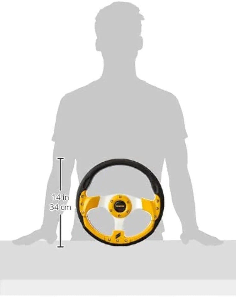 Sport Steering Wheel (Yellow) Suitable for All Cars.