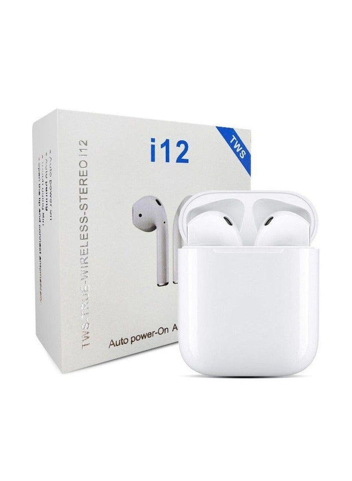 I12 White Wireless Earphones With Bluetooth 5.0