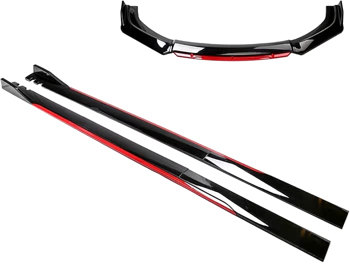 universal Body Kit Red & Black (Front lip , Size Skits & Rear Bumper side lips) Premium Quality