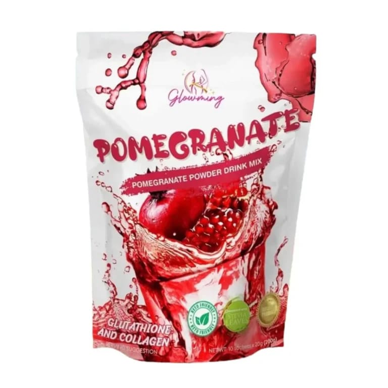Glowming Pomegranate With Glutathione & Collagen Powder Drink Mix – 20g x 10 Sachets