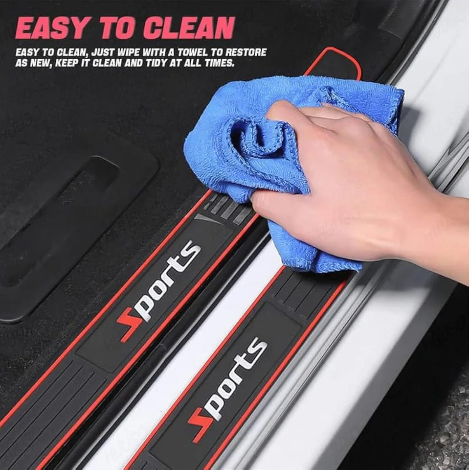 Sports Silicone Car Door Sill Scuff Plate Set of 4 Car Door Sill Protector Pads Silicone Door Sill Scuff Plate Sticker for Car Door Sill Protector