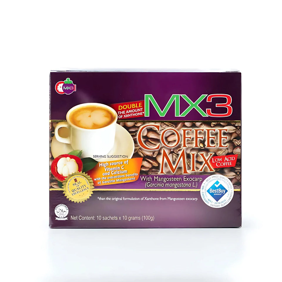 MX3 Coffee Mix with Mangosteen Exocarp – 10 Sachets x 10g (100g Box)
