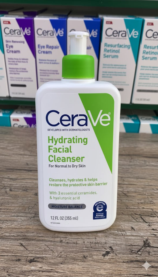 CeraVe Hydrating Facial Cleanser 355ml - For Normal to Dry Skin