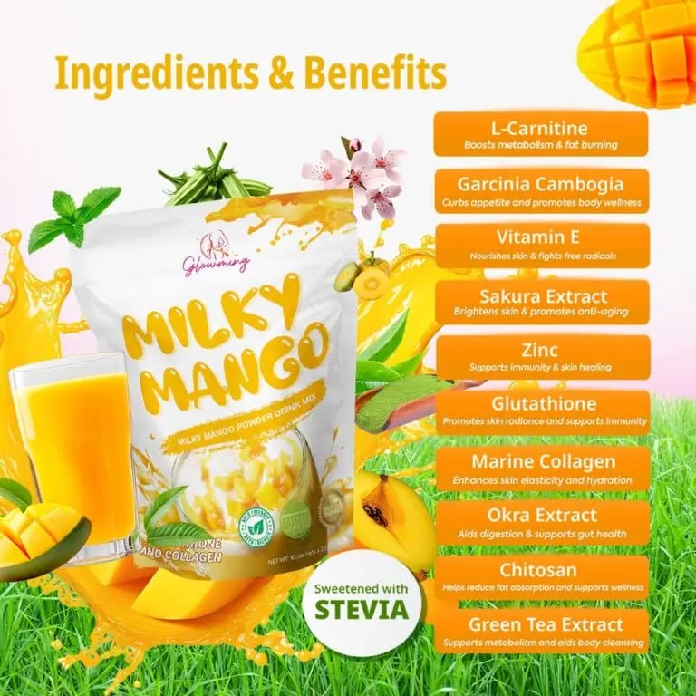 Glowming Health & Beauty Drink – Milky Mango (200g)