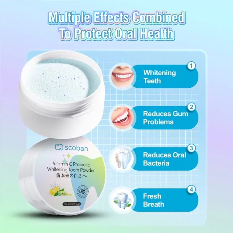 Scoban Vitamin C Probiotic Whitening Tooth Powder – 50g