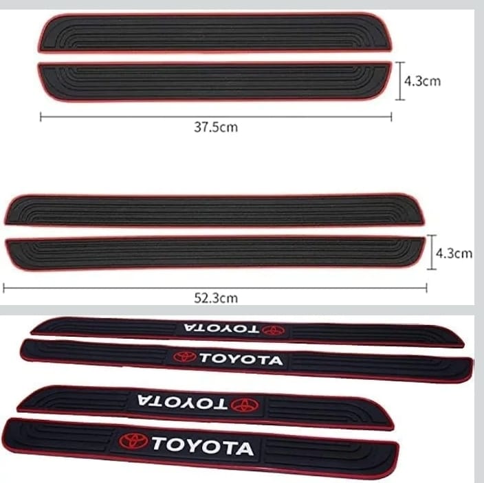 Toyota Silicone Car Door Sill Scuff Plate Set of 4 Car Door Sill Protector Pads Silicone Door Sill Scuff Plate Sticker for Car Door Sill Protector