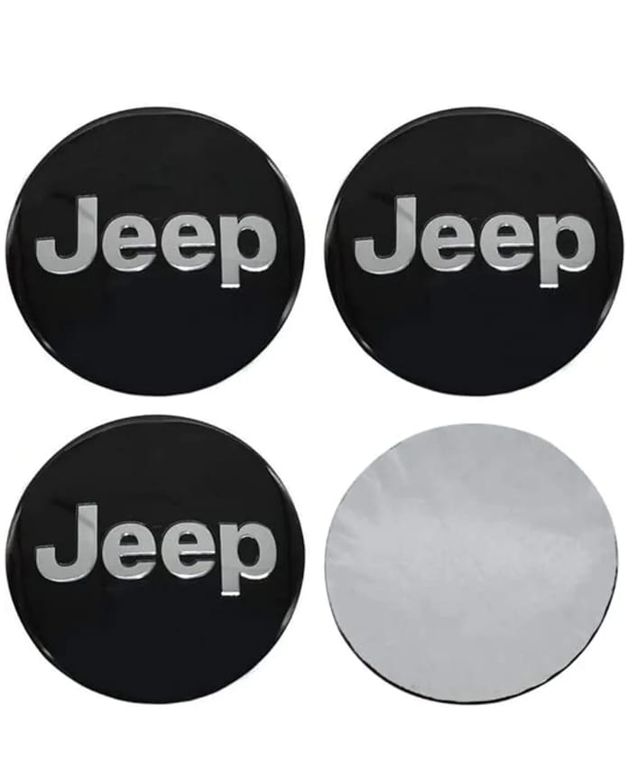 Jeep Wheel Center Caps Sticker - 4 Pcs 56mm Adhesive - Compatible with Jeep - 4 Pieces