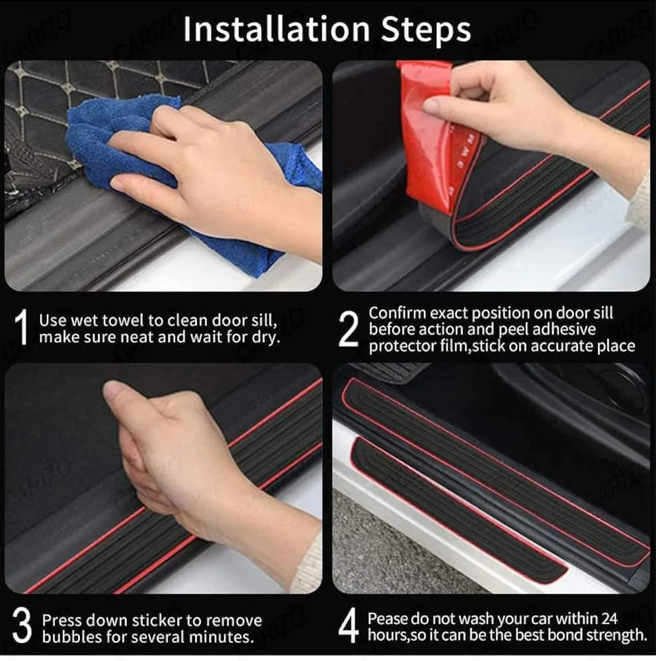 4×4 Off Road  Silicone Car Door Sill Scuff Plate Set of 4 Car Door Sill Protector Pads Silicone Door Sill Scuff Plate Sticker for Car Door Sill Protector
