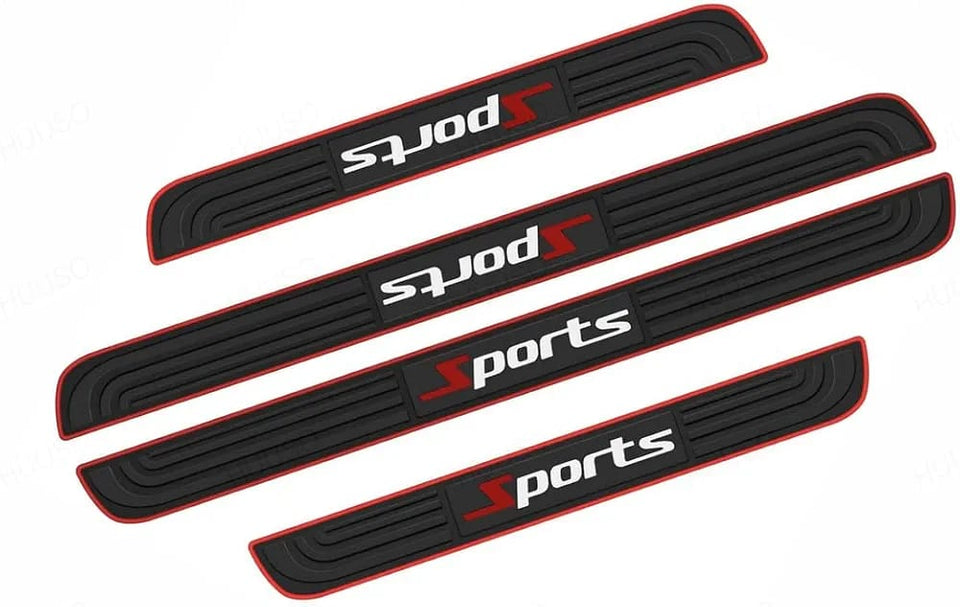 Sports Silicone Car Door Sill Scuff Plate Set of 4 Car Door Sill Protector Pads Silicone Door Sill Scuff Plate Sticker for Car Door Sill Protector