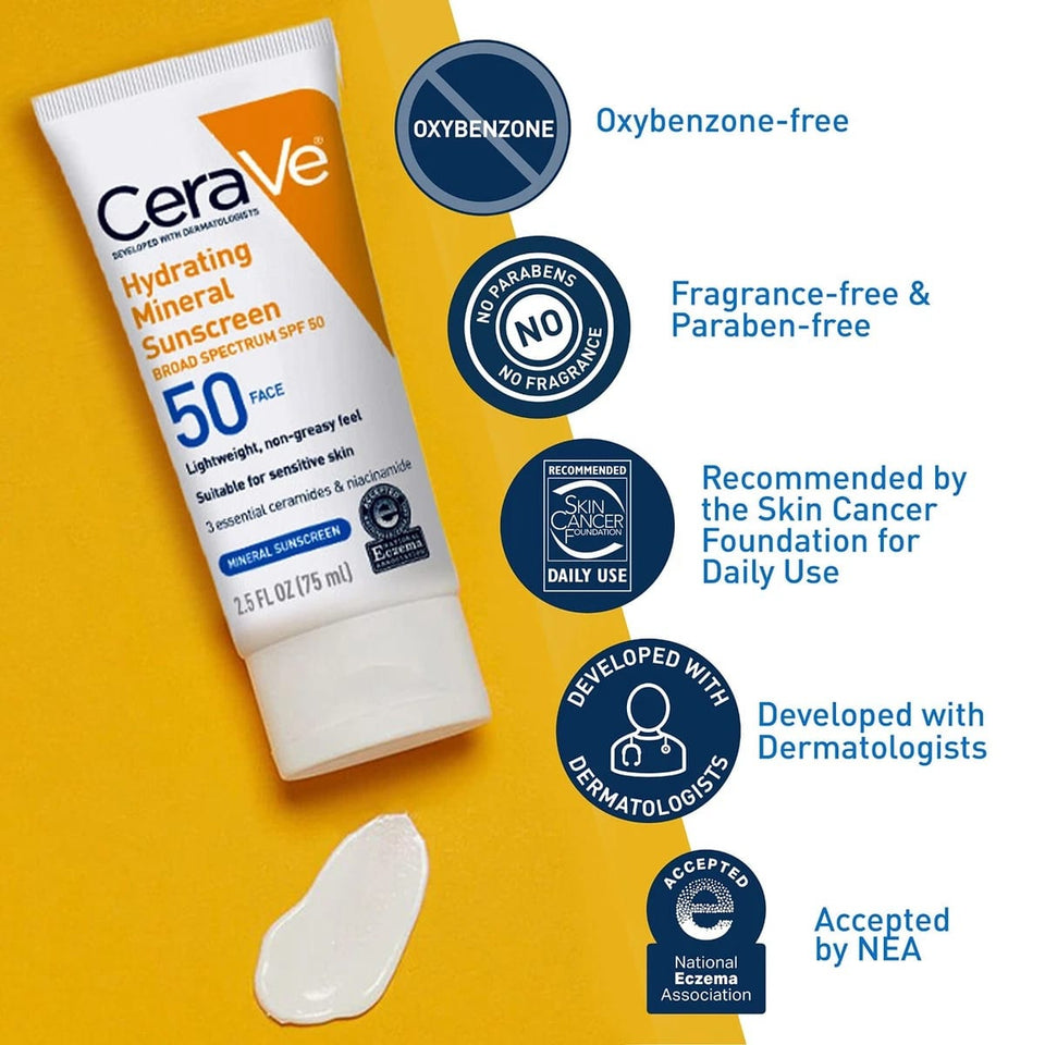 CeraVe Moisturizing Mineral Sunscreen 75 ml Face Sheer Tint SPF50