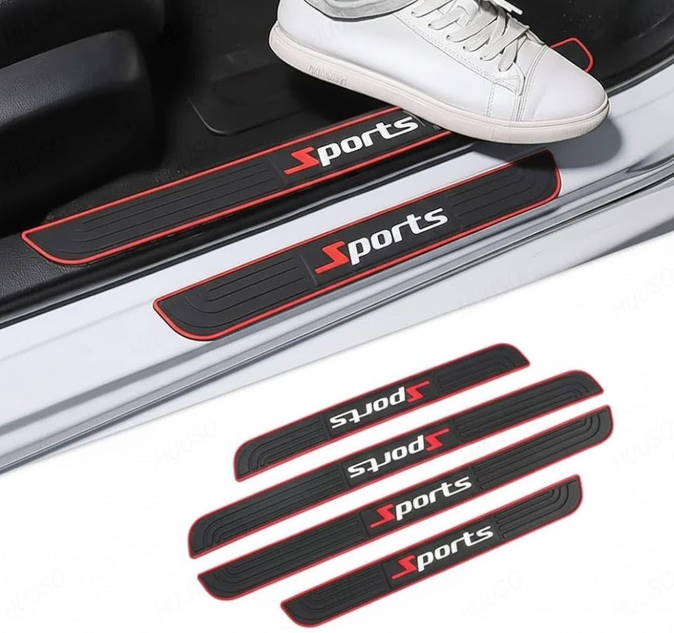 Sports Silicone Car Door Sill Scuff Plate Set of 4 Car Door Sill Protector Pads Silicone Door Sill Scuff Plate Sticker for Car Door Sill Protector