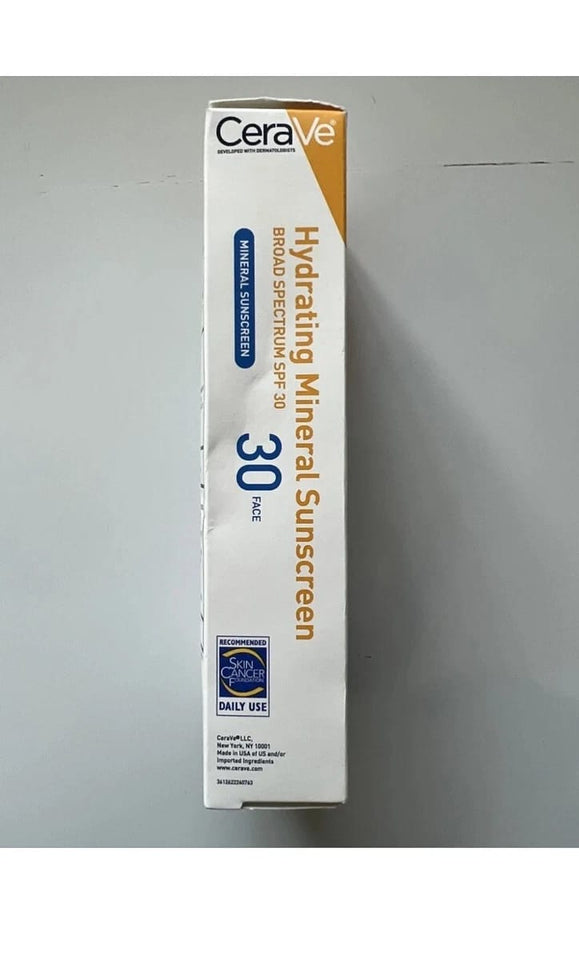 Cerave Hydrating Mineral Sunscreen SPF 30 Face Lightweight Ceramides