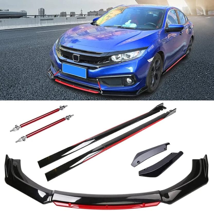 universal Body Kit Red & Black (Front lip , Size Skits & Rear Bumper side lips) Premium Quality