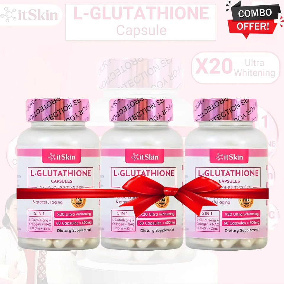 Itskin L-Glutathione Capsule with Collagen & Biotin – 60 Capsules (3 Pack Combo)