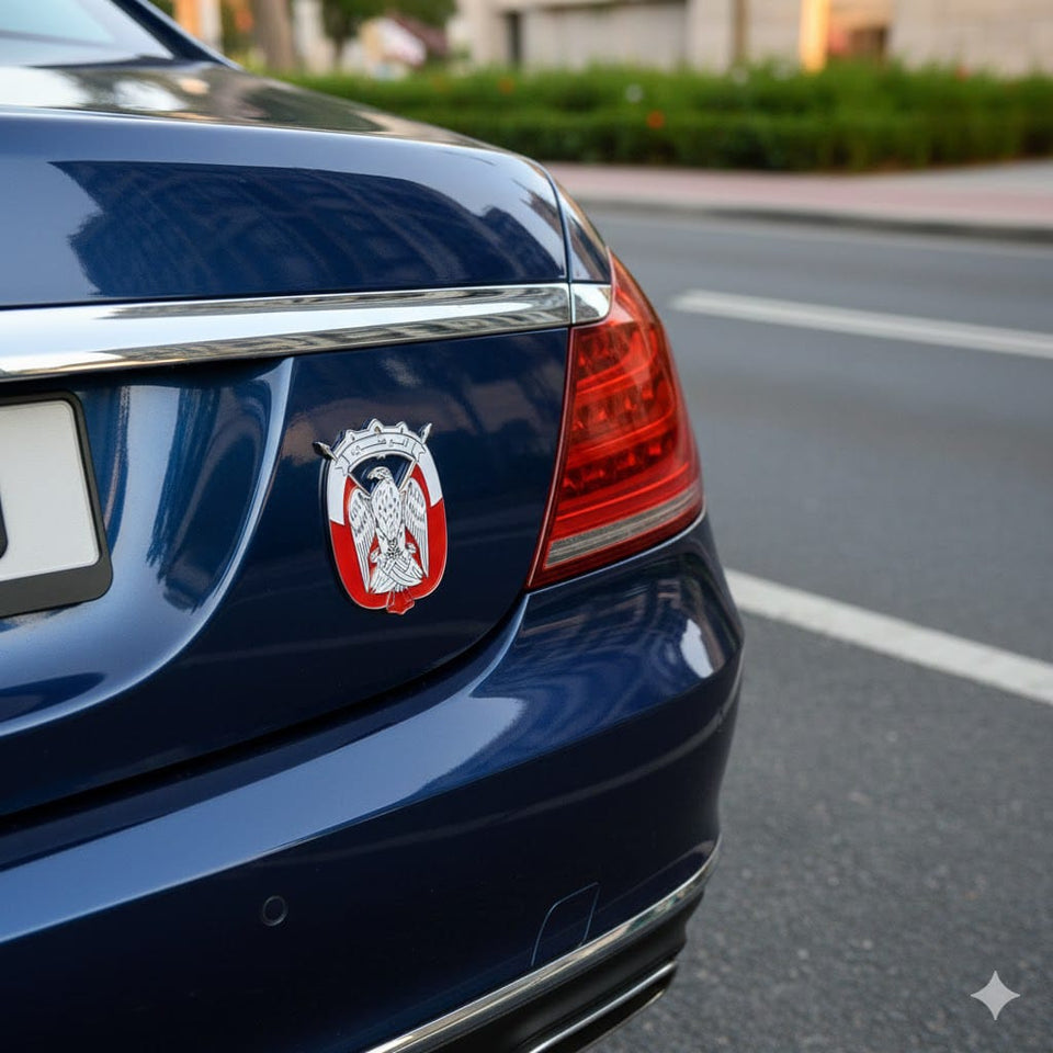 Abu Dhabi Badge Eagle Front Grill Car Emblem for Car 11x7.8x0.3cm Silver