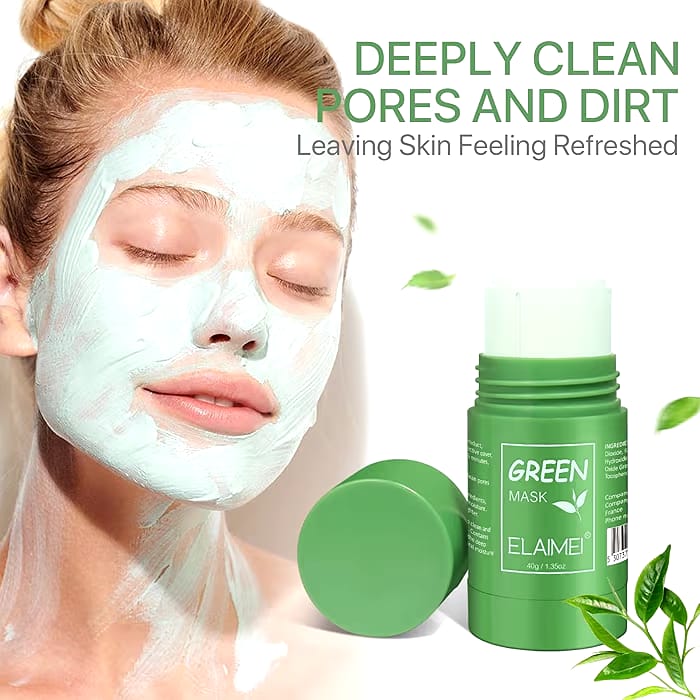ELAIMEI Green Tea Mask Stick, Poreless Deep Cleanser Green Tea Mask, Blackhead Remover Mask with Green Tea Extract, Face Moisturizes, Oil Control