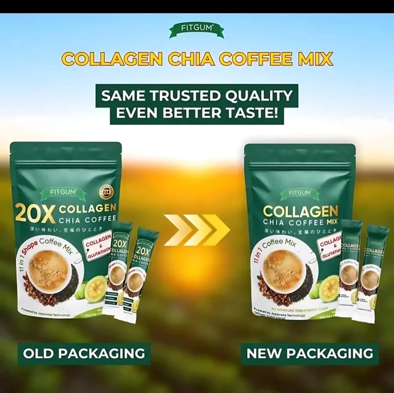 Fitgum Collagen Chia Coffee Mix – 10 Sachets