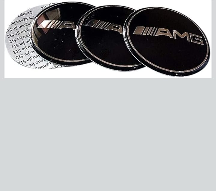 Mercedes Benz Black AMG ALLOY WHEEL CENTRE CAPS Emblem Stickers 65mm (4pc)