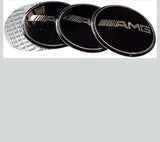 Mercedes Benz Black AMG ALLOY WHEEL CENTRE CAPS Emblem Stickers 65mm (4pc)