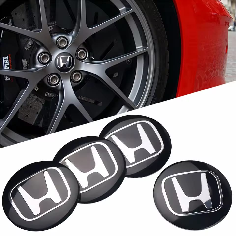 Honda Silicone Stickers Wheel Center Cap Black White