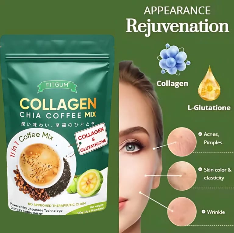 Fitgum Collagen Chia Coffee Mix – 10 Sachets