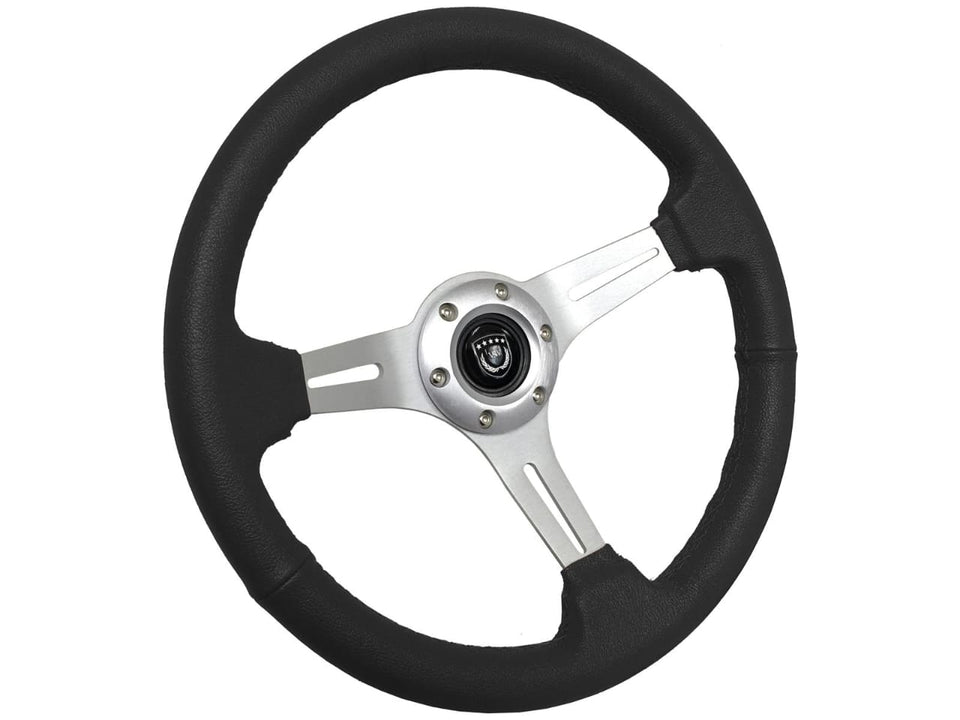 JDM Sports Universal Steering Wheel 14 in 6 - Hole Racing Steering Wheel Solid Color Spoke ABS Drifting Wheel Universal For Car (Black)
