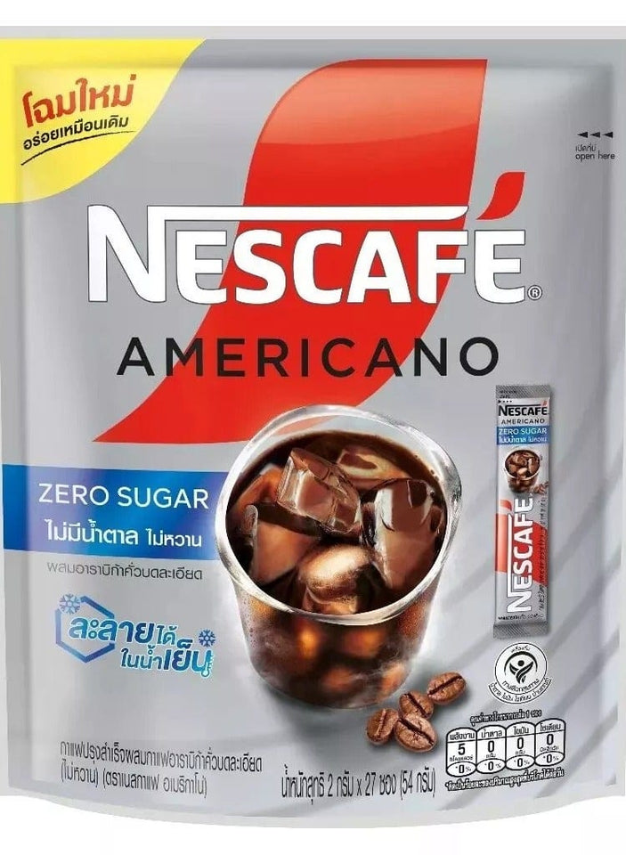 Nescafe Americano Zero Sugar Coffee Mix 2g. Pack 27 Sachets