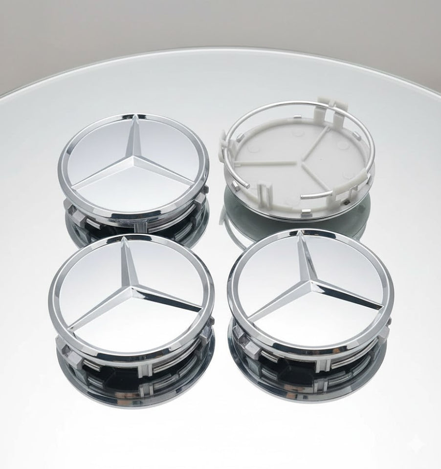 Mercedes Benz Wheel Center  Caps Silver (4pc) Premium Quality