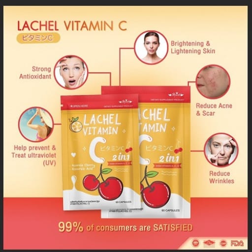 Lachel Vitamin C 2in1 60 Capsules Made in Thailand