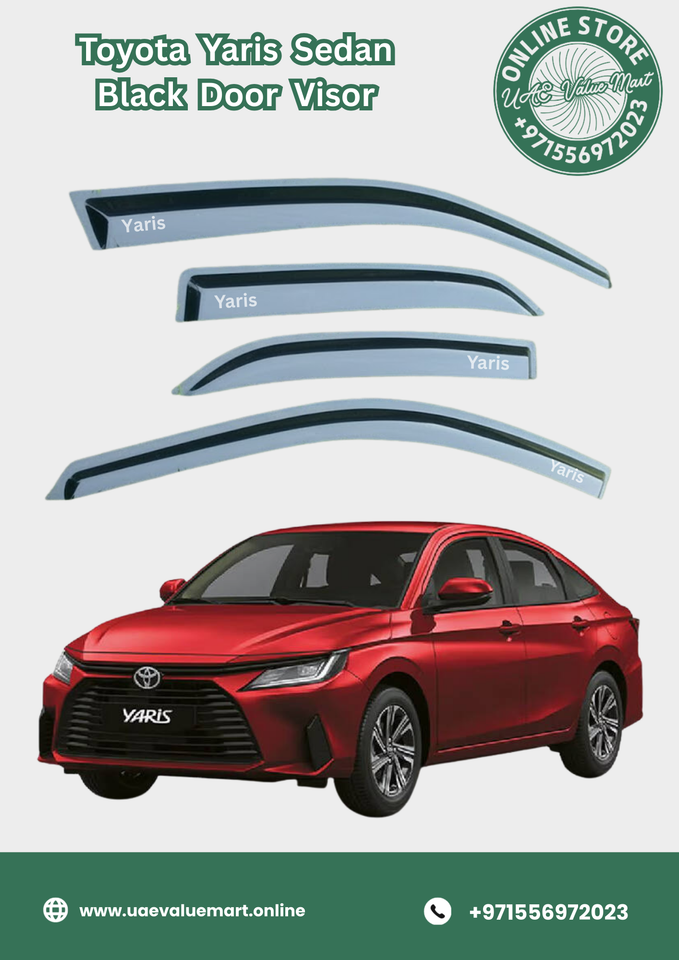 Toyota Yaris Sedan Black Door Visor Premium Quality