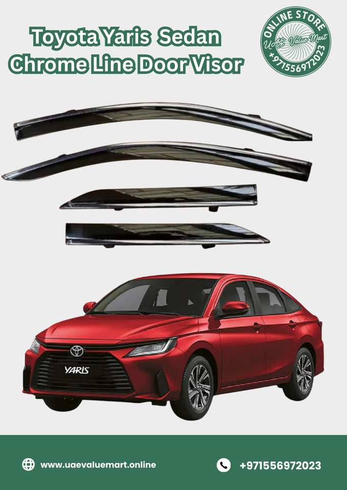 Toyota Yaris Sedan Chrome Line Door Visor Premium Quality