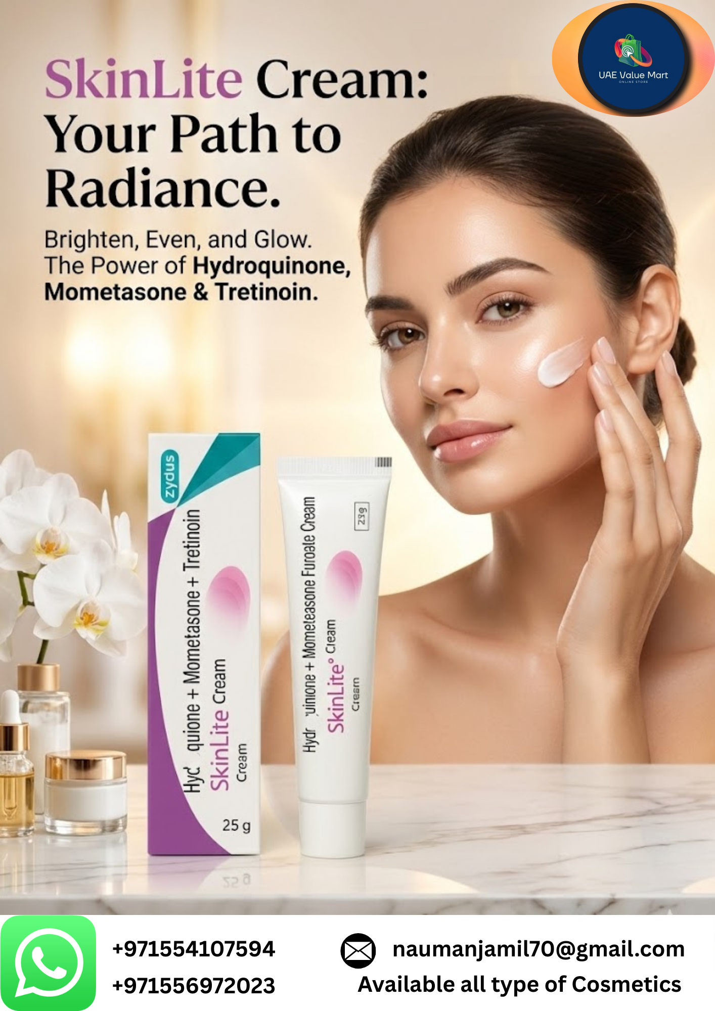 Skinlite Cream for Melasma, Hyperpigmentation, Whitening, Lightening