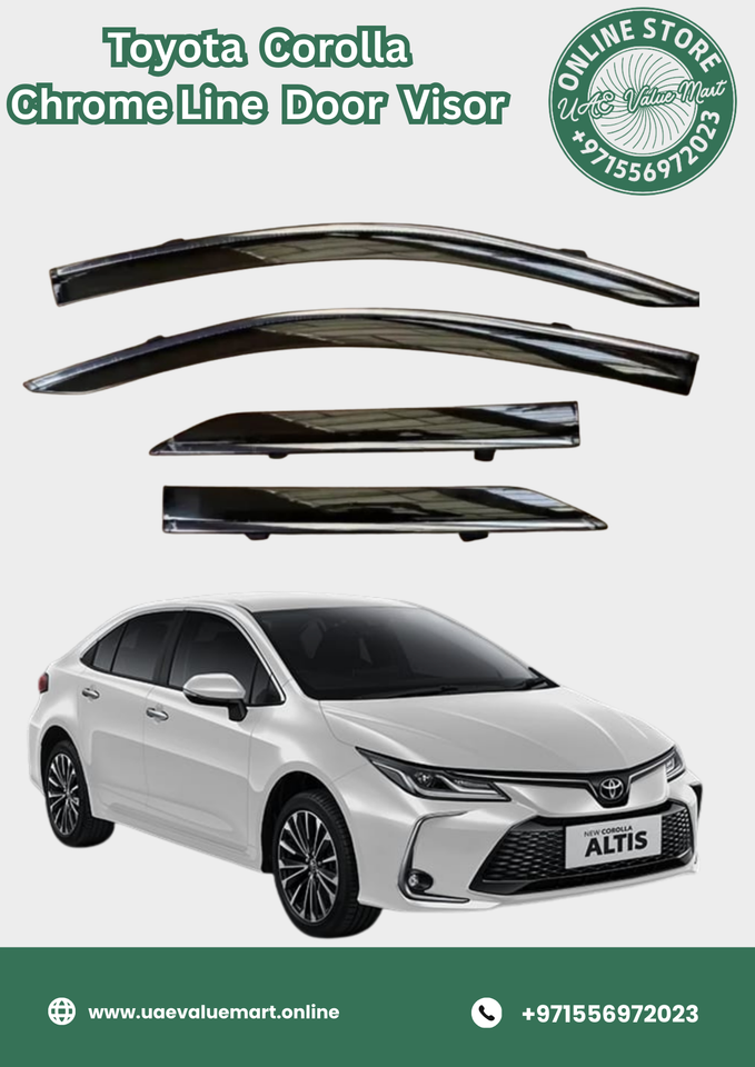 Toyota Corolla Chrome Line Door Visor Premium Quality